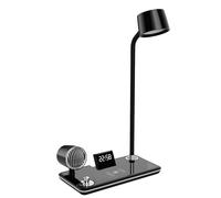 Lampe de table LED 3-en-1 avec Haut-parleur Bluetooth et Station de Charge Avizar Noir Noir