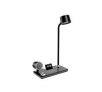 Lampe de table LED 3-en-1 avec Haut-parleur Bluetooth et Station de Charge, Noir