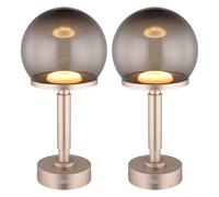 Lampe de table LED à intensité variable Lampe à accu Touchdimmer Lampe de table Lampe de chevet, plastique champagne, fumé, USB, 1W 18lm blanc chaud, H 31,5 cm
