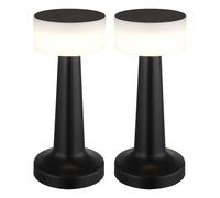 Lampe de table LED à intensité variable, lampe de table à variateur tactile, lampe de chevet, plastique noir, USB, 1W 55lm blanc chaud/blanc froid, H 21,5 cm, lot de 2