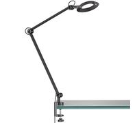 Lampe de table LED à pince, réglable et tactile, noire, aluminium, 7,5 W, 850 lm, blanc chaud, L x H 13,5 x 65 cm
