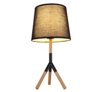 Lampe de table LED Abat-jour textile noir Lampe de chevet 3 pieds Lampe de chambre à coucher aspect bois, 9W 810Lm blanc chaud, DxH 25x45 cm
