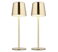 Lampe de table LED Akku Lampe de table Touch extérieur or Lampe de jardin Touchdimmer USB, métal, 2W 50Lm blanc chaud froid, DxH 8,5x28 cm, 2er Set