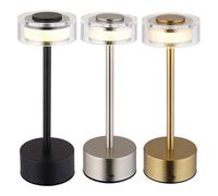 Lampe de table LED avec accu Touchdimmer Lampe de chevet Lampe de salon, 2,5 W 108lm blanc chaud-blanc froid, DxH 8 x 23,5 cm Nickel-matt