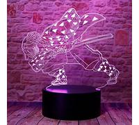 Lampe de table LED avec télécommande - 7 couleurs - Personnage de l'anime Demon Slayer Agatsuma Zenitsu - Illusion d'optique 3D - Cadeau d'anniversaire ou de Noël pour enfants