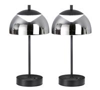 Lampe de table LED avec variateur tactile Lampe de chevet noir fumé, 2W 240lm blanc chaud, blanc neutre, blanc froid, DxH 18 x 35 cm, lot de 2