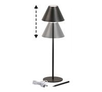 Lampe de table LED avec variateur tactile Lampe d'extérieur Lampe de terrasse Lampe de jardin Lampe de balcon noire Lampe à accu, 2 hauteurs au choix, 2W 190lm blanc chaud, DxH 14 x 36 cm