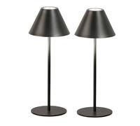 Lampe de table LED avec variateur tactile Lampe d'extérieur Lampe de terrasse Lampe de jardin Lampe de balcon noire Lampe à accu, 2 hauteurs au choix, 2W 190lm blanc chaud, DxH 14 x 36 cm, 2er Set