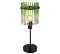 Lampe de table LED barres de verre vert clair lampe de chevet verre classique lampe de table noir-mat, 1x LED 6W 700Lm blanc chaud, DxH 15x37,5 cm