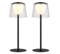 Lampe de table LED Batterie Intérieur Extérieur noir Lampe de jardin Touchdimmer USB, métal, 1,8W 150lm blanc chaud, DxH 13x34 cm, lot de 2