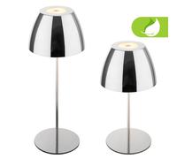 BRILONER - IP44 lampe de table sans fil avec touche, lampe de bureau, lampe de chevet, led rechargeable, dimmable, 36x10,5 cm, chrome, Chromé