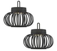 Lampe de table LED Batterie Touchdimmer Grille Bambou Jardin Extérieur Intérieur Lampe décorative, USB, 1,5W 130Lm blanc chaud, DxH 25x22 cm, 2 pièces