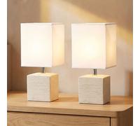 Lampe de table LED Chambre Abat-jour Tissu Céramique Lampe de chevet Moderne Textile, blanc beige, 1x 4W 320Lm blanc chaud, LxlxH 13x11x29 cm, lot de 2