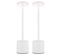 Lampe de table LED blanche Lampe de salon Lampe de chevet Lampe de chambre à coucher, couleurs de lumière réglables, blanc chaud - blanc froid, DxH 8 x 34,3 cm, lot de 2