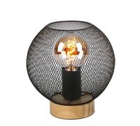 Lampe de table LED, bureau, aspect grillagé, noir, bois, H 20 cm