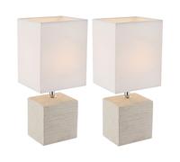 Lampe de table LED Chambre Abat-jour Tissu Céramique Lampe de chevet Moderne Textile, blanc beige, 1x 4W 320Lm blanc chaud, LxlxH 13x11x29 cm, lot de 2