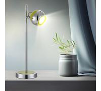 Lampe de table, lampe de salon, lampe de chevet, lampe d'appoint, lampe de lecture, chrome argent vert, spot mobile GU10, LED 5W 400Lm 3000K blanc chaud, H 43 cm