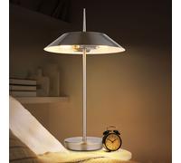 Lampe de table LED couleur nickel Lampe d'appoint moderne Lampe de salon Lampe de table, métal, 2x douille E27, DxH 30x52 cm