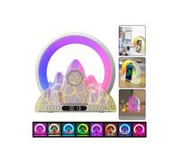 Lampe de table LED créative, enceinte Bluetooth, réveil RGB, chargeur sans fil, radio FM, veilleuse, cadeau de Noël idéal - Blanche