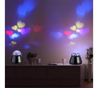 Lampe de table, lampe de chambre, lampe décorative avec coeurs, lampe pour enfants, lumière de projection, noir, 1x LED 4 W, DxH 10x10,5 cm, lot de 2