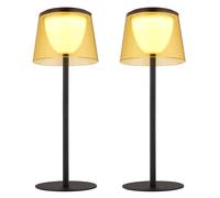Lampe de table LED d'extérieur Lampe de table accu Intérieur Extérieur noir Lampe de jardin Touchdimmer USB, couleur pêche, métal, 1,8W 150lm blanc chaud, DxH 13x34 cm, 2er Set