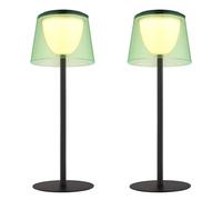 Lampe de table LED d'extérieur Lampe de table accu Intérieur Extérieur noir Lampe de jardin Touchdimmer USB, vert, métal, 1,8W 150lm blanc chaud, DxH 13x34 cm, 2er Set