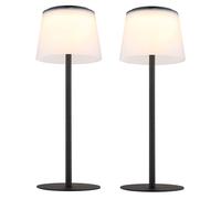 Lampe de table LED d'extérieur Lampe de table accu Intérieur extérieur noir satiné Lampe de jardin Touchdimmer USB, métal, 1,8W 150lm blanc chaud, DxH 13x34 cm, 2er Set