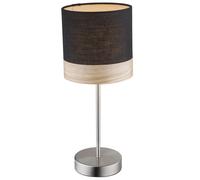 Lampe de table LED dimmable avec télécommande et lampe de chevet lampe de table lampe de chambre lampe de lecture, RVB changement de couleur, nickel mat, bois textile, 4W 300lm blanc chaud, PxH 15 x 3