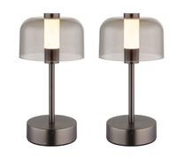 Lampe de table LED double, lampe de salon noire, lampe en forme de champignon, variateur tactile, H 25 cm