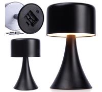 Lampe de table LED en métal NEUVE 20 5 cm noir sans fil à piles blanc chaud