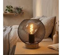 Lampe De Table LED Globo Bois Métal Marron 1 Lumière Gitter Noir E27