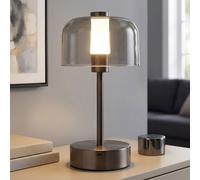 Lampe de table, lampe d'appoint, métal, noir mat, variateur tactile LED, H 25 cm