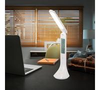 Lampe de table LED Horloge Lampe de bureau Lampe de lecture Lampe de table à intensité variable Calendrier Réveil Thermomètre, 4W 200lm blanc neutre, LxlxH 20x9,5x42,5 cm