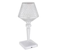Lampe de table LED, lampe d'appoint, lampe de chevet, lampe de salon, lampe en cristal avec variateur tactile, batterie rechargeable, câble USB, blanc chaud/blanc froid, H 26 cm