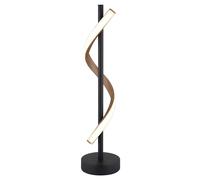 Lampe de table LED, lampe d'appoint, lampe de lecture, métal, noir mat, aspect bois, H 49,3 cm