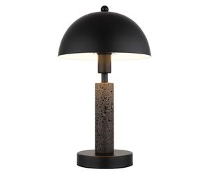 Lampe de table LED Lampe d'appoint noire Lampe de table Lampe de salon Pierre de travertin, métal, 1x 4,9W 470Lm blanc chaud, DxH 20x34 cm