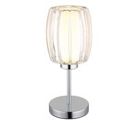 Lampe de table LED, lampe de chevet, lampe de chambre, chrome, métal, verre opale, H 40 cm