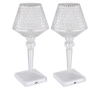 Lampe de table LED, lampe de chevet, lampe de salon, lampe en cristal avec variateur tactile, câble USB batterie, H 26cm, lot de 2