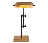 Lampe de table lampe de table lampe de lecture lampe de chambre lampe de salon lampe de banquier, métal doré noir, E27, H 50 cm