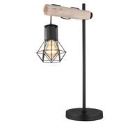 Lampe de table LED Lampe de salon Lampe de lecture Grille Lampe d'appoint Lampe de table en bois, métal, 7W 806Lm blanc chaud, LxLxH 33x18x55 cm