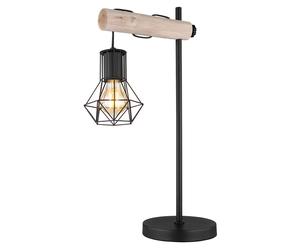 Lampe de table LED Lampe de salon Lampe de lecture Grille Lampe d'appoint Lampe de table en bois, métal, 7W 806Lm blanc chaud, LxLxH 33x18x55 cm