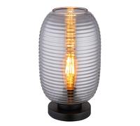 Lampe de table LED, lampe de salon, noir, verre fumé, H 34,5 cm