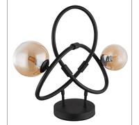 Lampe de table LED lampe de salon rétro lampe de table Edison ambre noir 2 ampoules