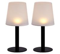 Lampe de table LED Lampe solaire d'extérieur Lampe de table de jardin Balcon Batterie IP44, plastique, LED blanc chaud, DxH 15x31 cm, lot de 2