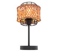 Lampe de table LED métal bambou lampe de lecture noire lampe d'appoint salon, grille métallique ronde, 1x E27 filament LED blanc chaud, DxH 17x32 cm