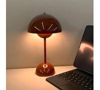 Lampe De Table LED Moderne avec Prise USB dans Le Cordon, Lampe De Bureau Hémisphère en Fer Forgé Minimaliste Nordic Macaron Lampe De Chevet pour Chambre à Coucher Champignon, Red