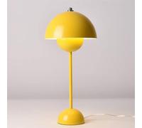 Lampe De Table LED Moderne avec Prise USB dans Le Cordon, Lampe De Bureau Hémisphère en Fer Forgé Minimaliste Nordic Macaron Lampe De Chevet pour Chambre à Coucher Champignon, Yellow