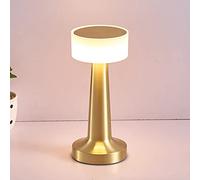 Lampe de table LED moderne sans fil rechargeable avec capteur tactile, lampe de table LED minimaliste en métal, luminosité réglable, veilleuse art déco pour restaurant, chambre, bar, maison (doré)