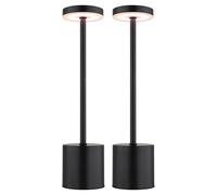 Lampe de table LED noire Lampe de salon Lampe de chevet Lampe de chambre à coucher, couleurs de lumière réglables, blanc chaud - blanc froid, DxH 8 x 34,3 cm, lot de 2