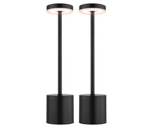 Lampe de table LED noire Lampe de salon Lampe de chevet Lampe de chambre à coucher, couleurs de lumière réglables, blanc chaud - blanc froid, DxH 8 x 34,3 cm, lot de 2